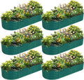 6 Pack 8x3x1.5FT Galvanized Raised Garden Bed Kit Oval Metal Ground Planter Box Outdoor Bottomless Planter Raised Beds for Vegetables Flowers Herbs Fruits Green