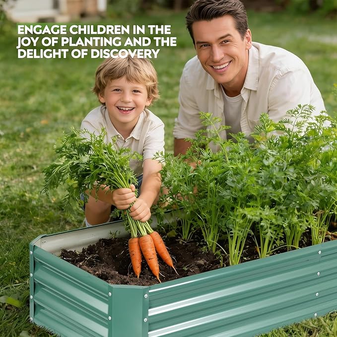 ZORMY 2 Pcs 8x2x1ft Galvanized Raised Garden Bed Outdoor Metal Planter Boxes with Easy Assembly Planter Raised Beds for Gardening Flower Plants Vegetable Herb - LotusGreen