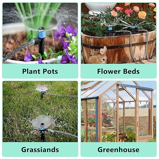 230FT Drip Irrigation System Quick-Connect Automatic Garden Watering Misting System with 1/2 inch and 1/4 inch Distribution Tubing Drip Irrigation Kit for Lawn Greenhouse Patio