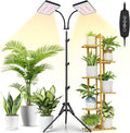 LBW Latest Grow Light for Indoor Plants 428 LED Dual-Head Full Spectrum Standing Plant Light Floor Grow Lamp with 3/6/12H Timer 6 Brightness Levels 3 Switch Modes 75 Adjustable Tripod Stand
