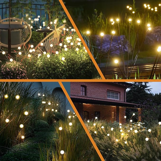 Warm-4Pack 32LED Firefly Warm Changing LightsGarden Solar Lights Outdoor DecorativeYard Waterproof Solar (Warm-4pcs)