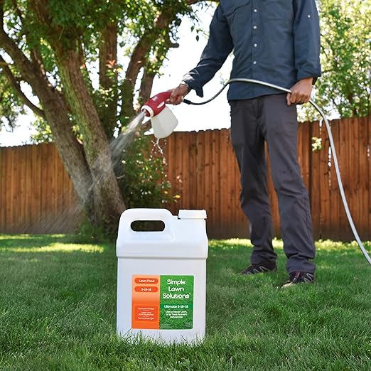 Ultimate 3-18-18 NPK- Lawn Food Liquid Fertilizer- Easy to Use Concentrated Spray- Any Grass Type- Summer &amp Fall Nutrients- Simple Lawn Solutions - Turf Hardiness &amp Root Vigor (2.5 Gallon)