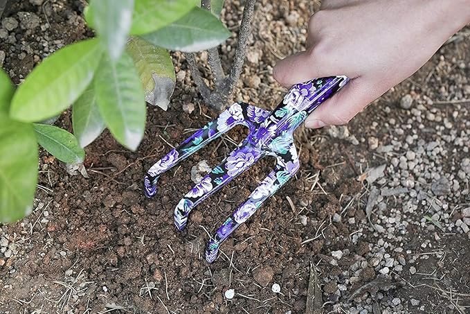 FLORA GUARD Gardening Gifts 3 Piece Aluminum Garden Tool Set - Trowel Cultivator Pruning Shear Gift Set for Women Men Gardening Needs (Purple&ampBlue)