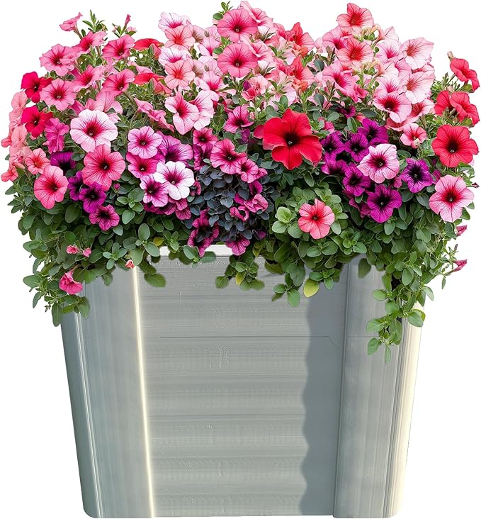 Raised Garden Bed - 1x1 ft Planter Box - White HDPE - No Tools Needed - DIY Kit for Urban Gardening Flowers Herbs &amp Vegetables - Made in The USA - 2 Pack