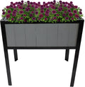 Sunnydaze Steel-Framed Acacia Wood Raised Garden Bed with Legs - 30.75-Inch H - Removable Planter Bag - Gray