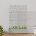 Casaphoria Metal Raised Garden Bed with Trellis and Wheels 72x47x16 Planter Box for Climbing Plants Vegetables &amp Vines Features Drainage Holes and Privacy Screen Grey-Net