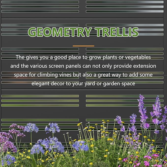 Casaphoria 72x47 Metal Raised Garden Bed with Trellis(2 Pack) Outdoor Planter Box with Wheels &amp Drainage Holes for Climbing Plants Flowers Elevated Garden Kit with Privacy Screen Black-Harol