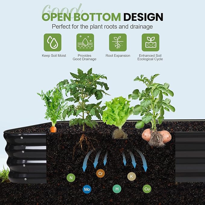 5-in-1 Adjustable Raised Garden Bed Kit | Galvanized Planter Boxes for Vegetables Flowers | 12 Tall Multiple Sizes (8x3x1ft 9x2x1ft 10x1x1ft 6x5x1ft 7x4x1ft) | Outdoor Metal Raised Bed Grey
