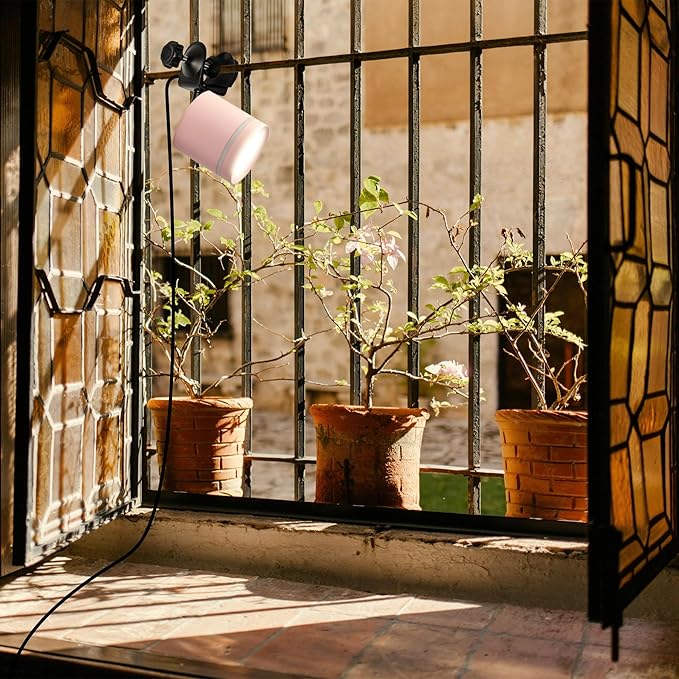 7W LED Linear Look Pink Super Clamp Lamp Full Spectrum Clip-on Desk Lamp Macaron Wall Sconce Spotlight Wall Lamp No Wiring Needed Timer Plug in Cord for Plant Growing Light