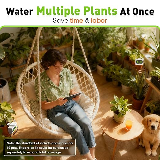 RAINPOINT Beginner-Friendly Automatic Plant Waterer Indoor for Pot Plant Adjustable Water OutputBattery Powered Outdoor IP54 Waterproof Easy-Setup Drip Irrigation System Device Kit Water 10-15 Plants