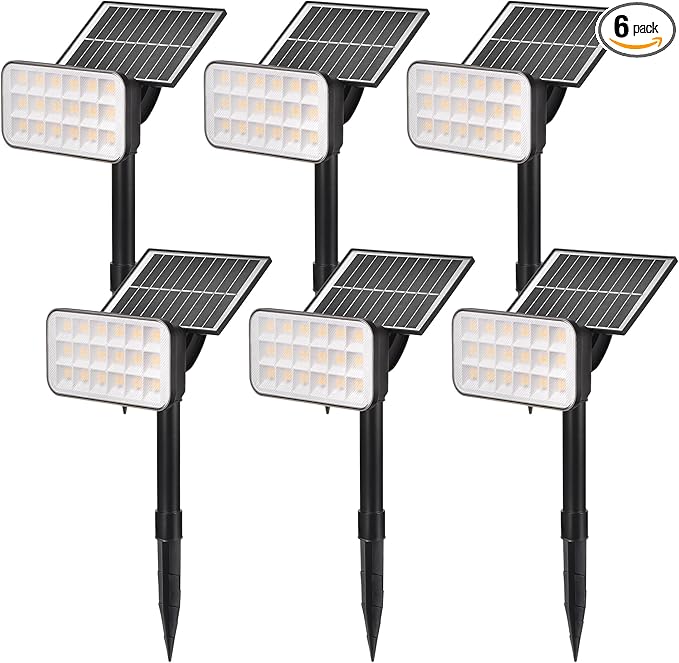 Solar Spot Lights Outdoor 72 LEDs Landscape Lighting with 3 Lighting Modes and Auto On/Off 360° Adjustable IP65 Waterproof Solar Powered Landscape Lights for Yard Garden Pathway 6 Pack