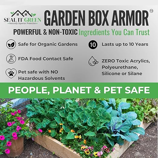Seal It Green Cedar Garden Box Sealer-Plant Based Non-Toxic and Non-Leaching Garden Bed Wood Sealer. Helps Protect Cedar &amp All Wood Types Used for Raised Bed Gardens. Zero Toxic Chemicals (