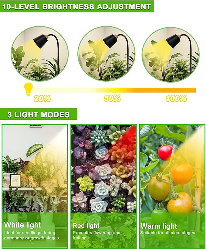 Standing Plant Grow Light LED Growing Light Full Spectrum for Indoor Plants4/8/12H Timer Flow Grow Light for Tall Large Indoor Plants