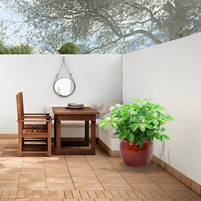 Handmade Rust Red Ceramic Plant Pots Set of 3 15129 Inch Diameter Indoor Outdoor Flower Pots for Tables Couchside Balcony Garden Breathable Clay with Drainage Hole