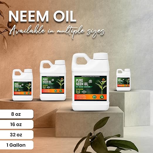 100% Pure Cold-Pressed Neem Oil – Multi-Purpose Natural Neem Oil Extract (1Gal)
