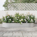 Raised Garden Bed Outdoor - Oval Large Metal Raised Planter Bed for Plants Vegetables and Flowers - Silver