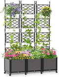 Raised Garden Bed Outdoor Planter Box with Trellis and Wheels Tomato Planter Cage with Trellis Indoor Outdoor Patio Self Watering Planters for Climbing Plants Vegetable Flowers