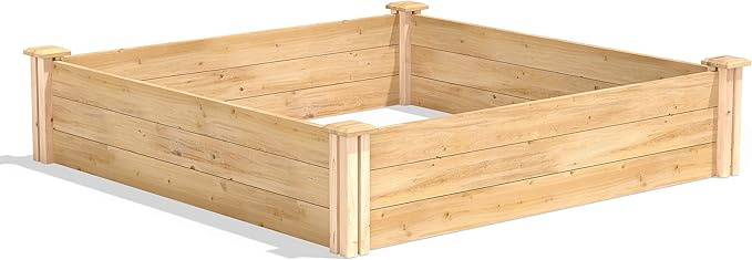 Greenes Fence Classic Cedar Raised Garden Bed 4' x 4' x 10.5 (1/2 Thick) - Made in USA with North American Cedar