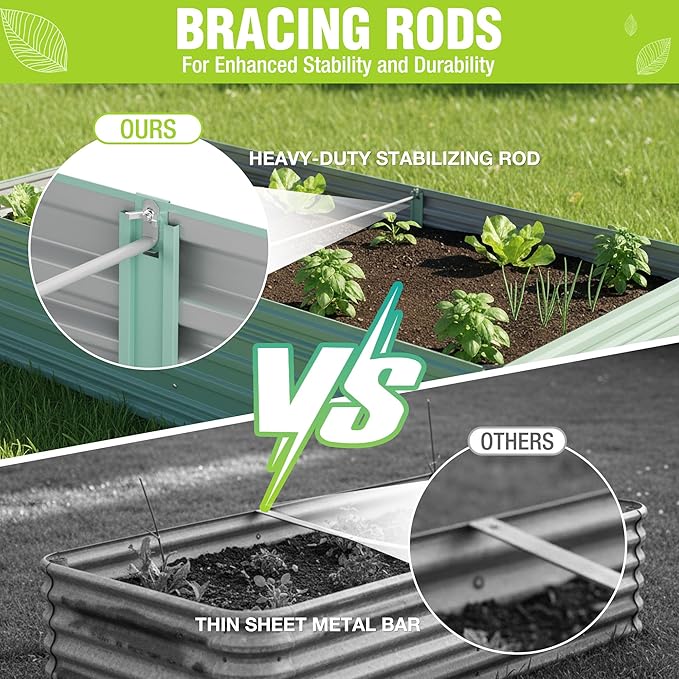 WORKPRO 7.5x4x2ft Outdoor Galvanized Raised Garden Bed Rust-Resistant Planter Raised Beds for Vegetable Flowers Herbs Light Green