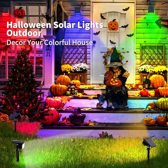 Solar Spot Lights Outdoor Color Changing [7 Mode/6 Pack] Christmas Landscape Spotlights Solar Lights Outdoor Waterproof Solar Led Powered Flood Light for Outside Pathway Yard Garden Walkway