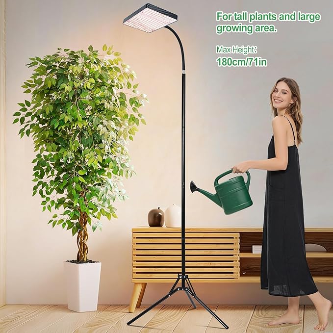 2026 Full Spectrum Grow Light with Stand 25 Watt Bright Grow Lights for Indoor Tall Plants Bonsai Tree Auto On/Off Daily Timer(4/8/12/16/20H) Adjustable Stand 24-78