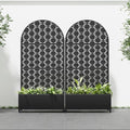 Casaphoria 72x35 Metal Raised Garden Bed with Trellis(2 Pack)Outdoor Planter Box with Wheels &amp Drainage Holes for Climbing Plants FlowersElevated Garden Kit Black-Square-Arched