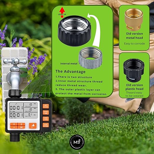Drip Irrigation System Kit with Timer Metal Mist Plastic Mist Nozzle Red Dripper 1/4 (65.6 feet) and 5/16 Tube (32.8 feet)Automatic Watering System Garden Watering System with Timer Greenhouse
