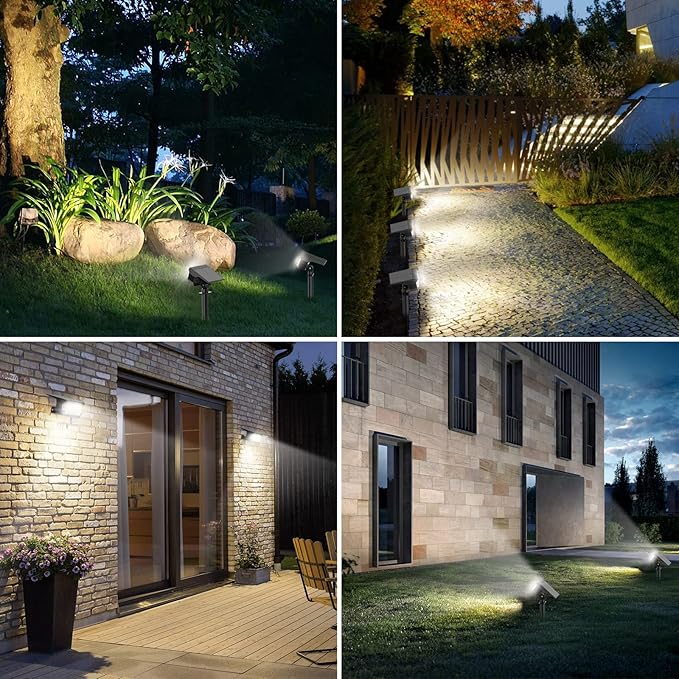 Solar Spot Lights Outdoor [57 LED/2 Pack] Solar Lights Outdoor IP65 Waterproof 3 Modes Solar Powered Landscape Spotlights for Garden Yard Outside Patio Pathway Pool(Cold White)