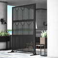 Modern Shade 4x6 FT Metal Privacy Screen with Artistic Modular Designs Decorative Patio Privacy Fence &amp Garden Divider Freestanding Outdoor Metal Fence Panel Weather-Resistant (Geo Forest)