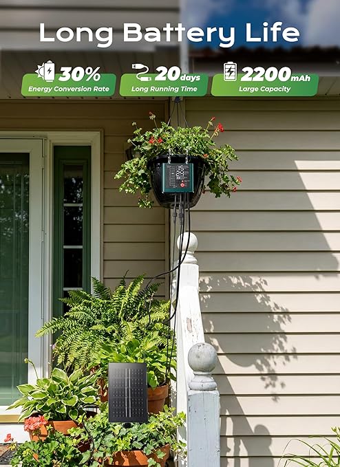 Solar Drip Irrigation System with USB Charging Indoor Outdoor Plant Watering Devices for 15 Potted Plants Automatic Watering System IP44 Waterproof 2200mAh for Garden Farm Greenhouse(Green)