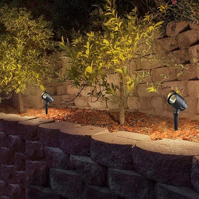 Kiven IP65 Waterproof Landscape Clamp Light COB Decorative Spotlight with Plug-in Cord and Timer for Indoor Outdoor House Park Yard Garden Step Statue Lawn Light (10W Cool White)
