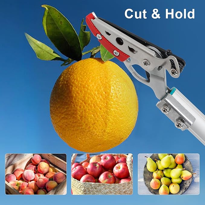 GARTOL Cut &amp Hold Pole Pruner 4.2 FT Lightweight Fruit Picker with 180° Rotating Handle SK5 Steel Blade Cuts up to 1/2 Inch Long Reach Garden Tree Trimmer &amp Branch Cutter for Shrubs Bushes