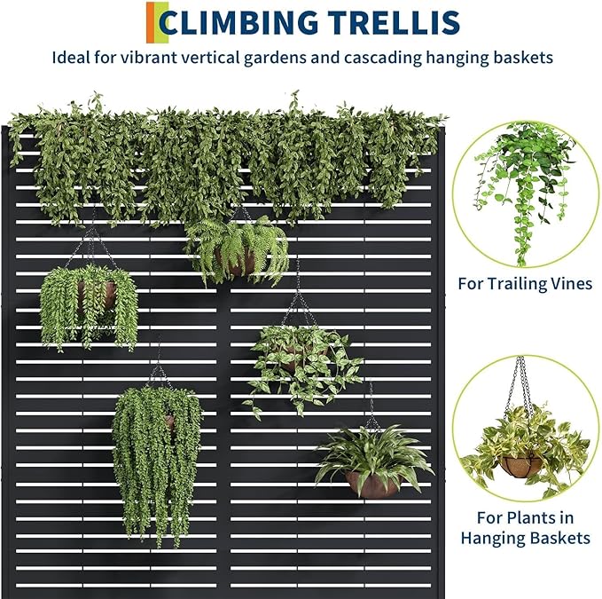 Garvee Metal Raised Garden Bed with Trellis and Wheels 71x47x16 Metal Planter Box with Trellis Privacy Screen for Climbing Plants Vegetable Vines Drainage Holes 15.8 Deep Planting BedBlack