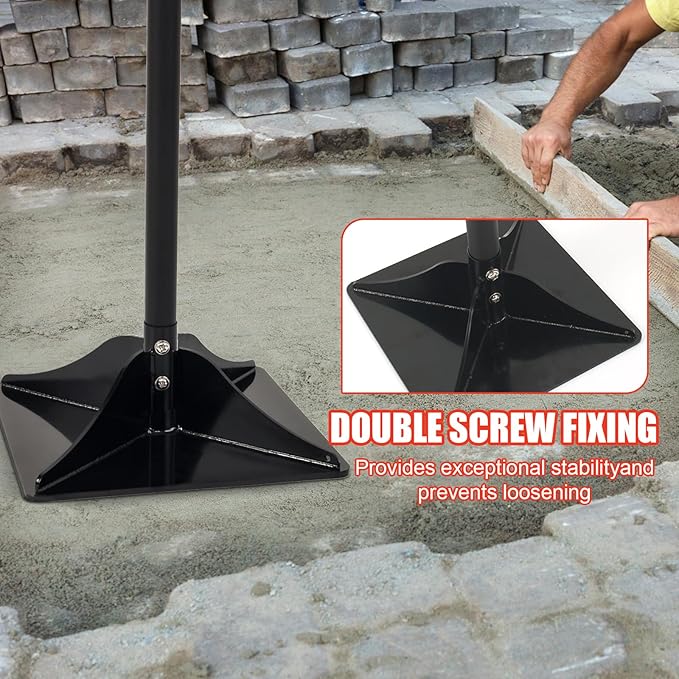 Steel Tamper 10'' x 10'' Garden Ground Tool Durable Steel Handheld Tamper with 48 inch Handle Garden Tools for Landscaping and Repair Work