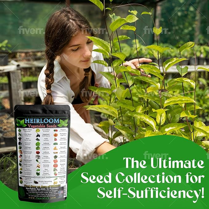 Heirloom Fruit and Vegetable Seeds - 38 Varieties Over 8000 Non-GMO Non-Hybrid Chemical-Free Seeds for Survival Garden Seed Bank