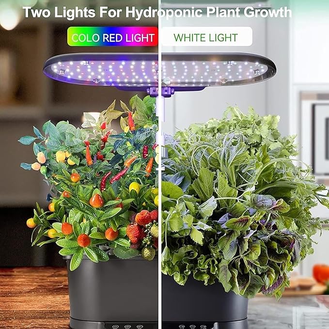Hydroponics Growing System Indoor Garden Herb Garden Kit Indoor with LED Grow Light Quiet Smart Water Pump Hydroponic Planter for Home Kitchen Office(White)