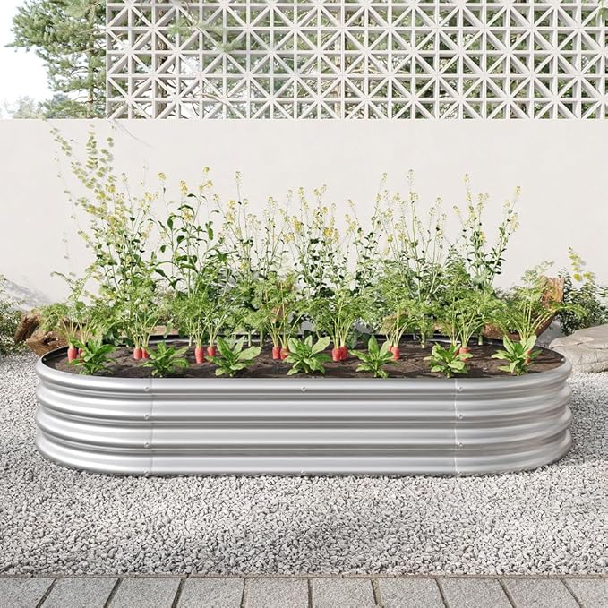 Galvanized Raised Garden Bed Outdoor Metal Planter Box for Vegetables Flowers &amp Fruits Rust-Resistant Open-Bottom Easy Assembly2 Pack8x4x1ft
