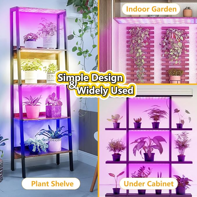 Grow Light 40W Ultra-Thin LED Grow Lights for Indoor Plants Full Spectrum 4/8/12H Timer Plant Light Panel 304 LEDs Under Cabinet Plant Growing Lamp Strip Panel for Seedlings Veg Flowers (4pcs)