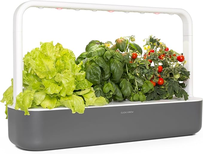 Click &amp Grow Indoor Herb Garden Kit with Grow Light | Easier Than Hydroponics Growing System | Smart Garden for Home Kitchen Windowsill | Vegetable &amp Herb Garden Starter Kit with 9 Plant pods