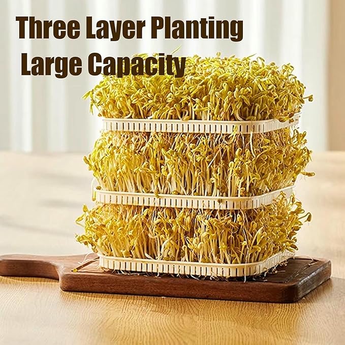 Automatic Bean Sprouts Machine 3 Layer Home Smart Sprouting Tray 360 Degree Automatic Spray 4 Seasons Planting 1.5l Water Tank Led Display