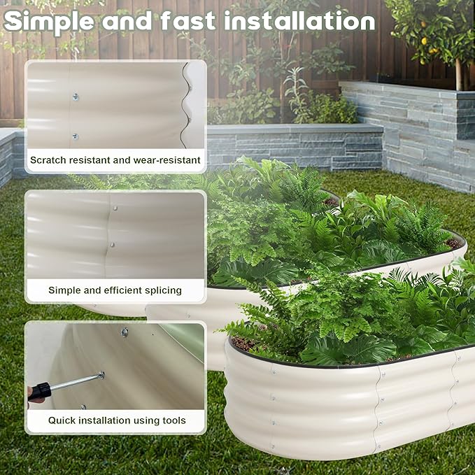 Galvanized Raised Garden Bed Kit Outdoor Metal Garden Planter Box for Backyard Gardening Planting Vegetables and Patio (59x23.6x11.8)