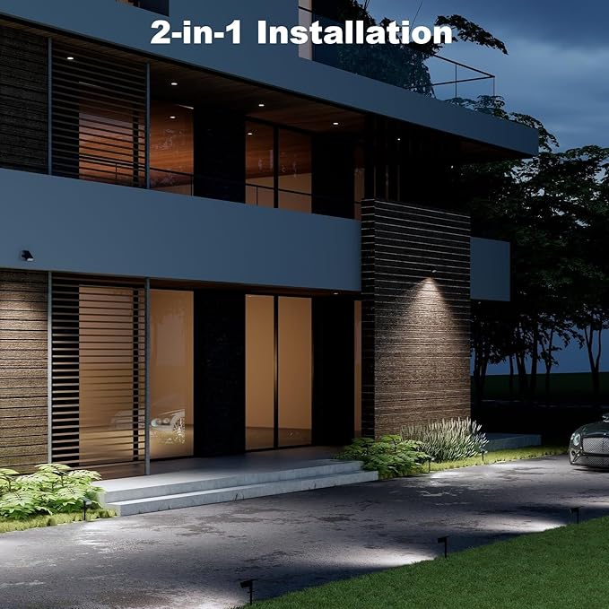 2 Pack Solar Spot Lights Outdoor 8 Lighting Modes Multicolor IP65 Waterproof Landscape Lighting for Garden Yard Patio – Solar Powered(Cool White6 Pack)