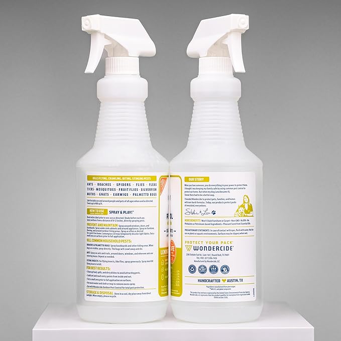 Wondercide - Indoor Pest Control Spray for Home and Kitchen - Ant Roach Spider Fly Flea Bug Killer and Insect Repellent - with Natural Essential Oils - Pet and Family Safe — Lemongrass 32 oz