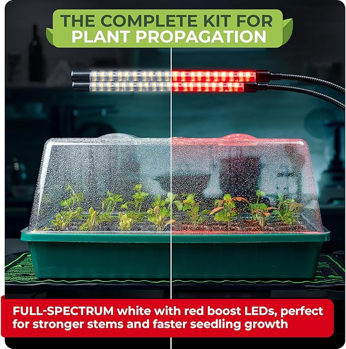 CARPATHEN Seed Starter Tray with Grow Lights and Heating Mat - 40 Cell Plant Germination Tray with 4.7 Humidity Dome Seed Starter Kit for Indoor Seed Starting and Propagation