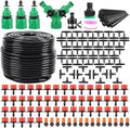 Garden Automatic Irrigation System 164FT 200 Pack Drip Irrigation Kit 1/4 Blank Distribution Tubing Watering Drip Kit Automatic Irrigation Equipment for GardenPatioGreenhouse Flower BedLawn