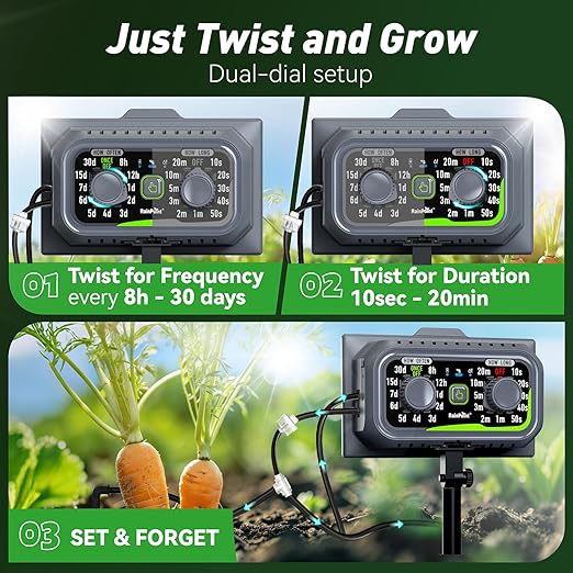 RAINPOINT Easy-Setup SolarRechargeableUSB-C Powered Automatic Drip Irrigation Kit System for Garden Outdoor/IndoorPlant Waterer Device Balcony Patio Grow Tent Greenhouse Indoor Water 10-20 Plants