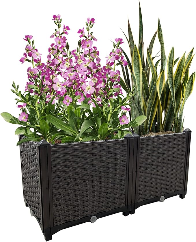 Raised Garden Bed Large Planters for Outdoor Plants Rectangular Elevated Planter Boxes Patio Balcony Deck for Planting Flowers Vegetables Tomatoes and Herbs
