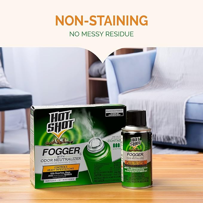 Hot Shot Fogger With Odor Neutralizer 6 Count-2 Ounce Cans (2 Pack) Controls Heavy Insect Infestations