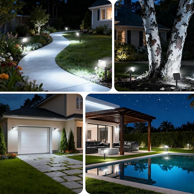 Solar Spot Lights Outdoor Waterproof IP65 [12 Pack/100 LED/4 Modes] 2-in-1 Solar Landscape Spotlights Auto On/Off High Lumens Spot Lights for Outside Yard Garden Pathway(Cool White)