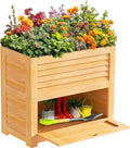 SUNYRISY Wooden Raised Garden Bed with Storage Box 34 L x 18 W x 30 H Elevated Large Planter Box for Planting Herb Vegetable Flower Outdoor Indoor Wood